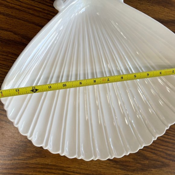 Shell Shaped Scalloped White Ceramic Serving Dish Platter Large 14" Giftcraft - Picture 8 of 13